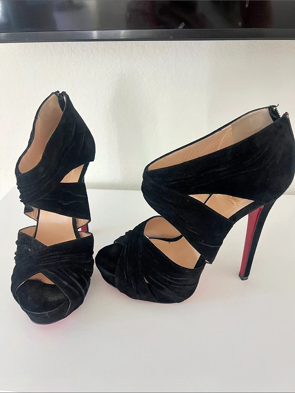 Christian Louboutin Black & Red Platform Stiletto Heels